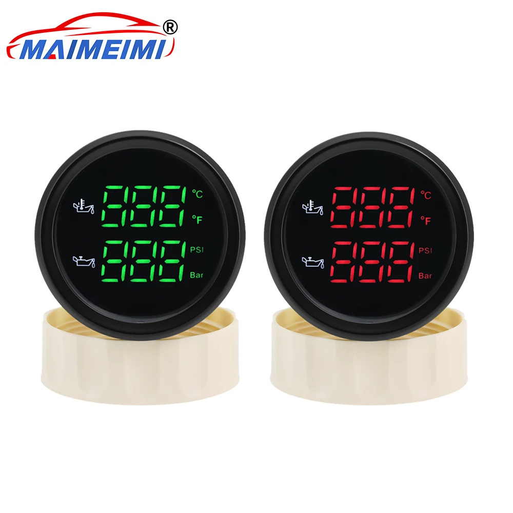 Medidor 2 en 1 de temperatura y presión de aceite – coche y barco