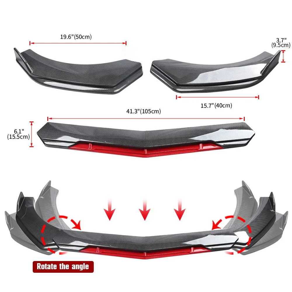 Labio parachoques splitter ABS fibra carbono – Kit universal tuning