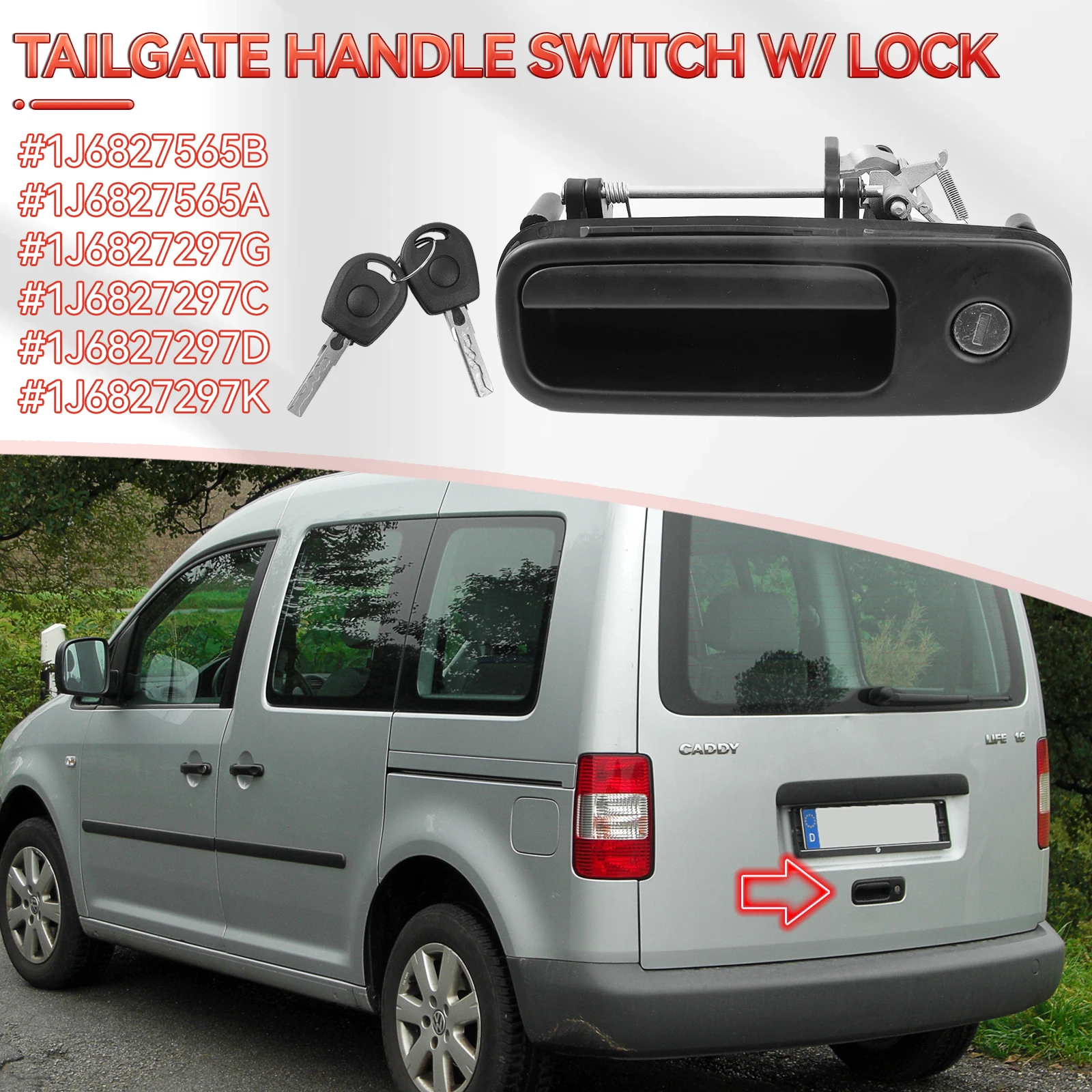 1J6827297 Maneta de maletero con bombín para VW Golf IV y Polo - imagen 2
