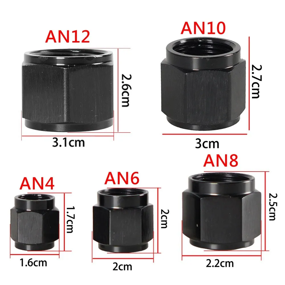 Adaptador tubos AN hembra extremo acampanado – Aluminio negro - imagen 2