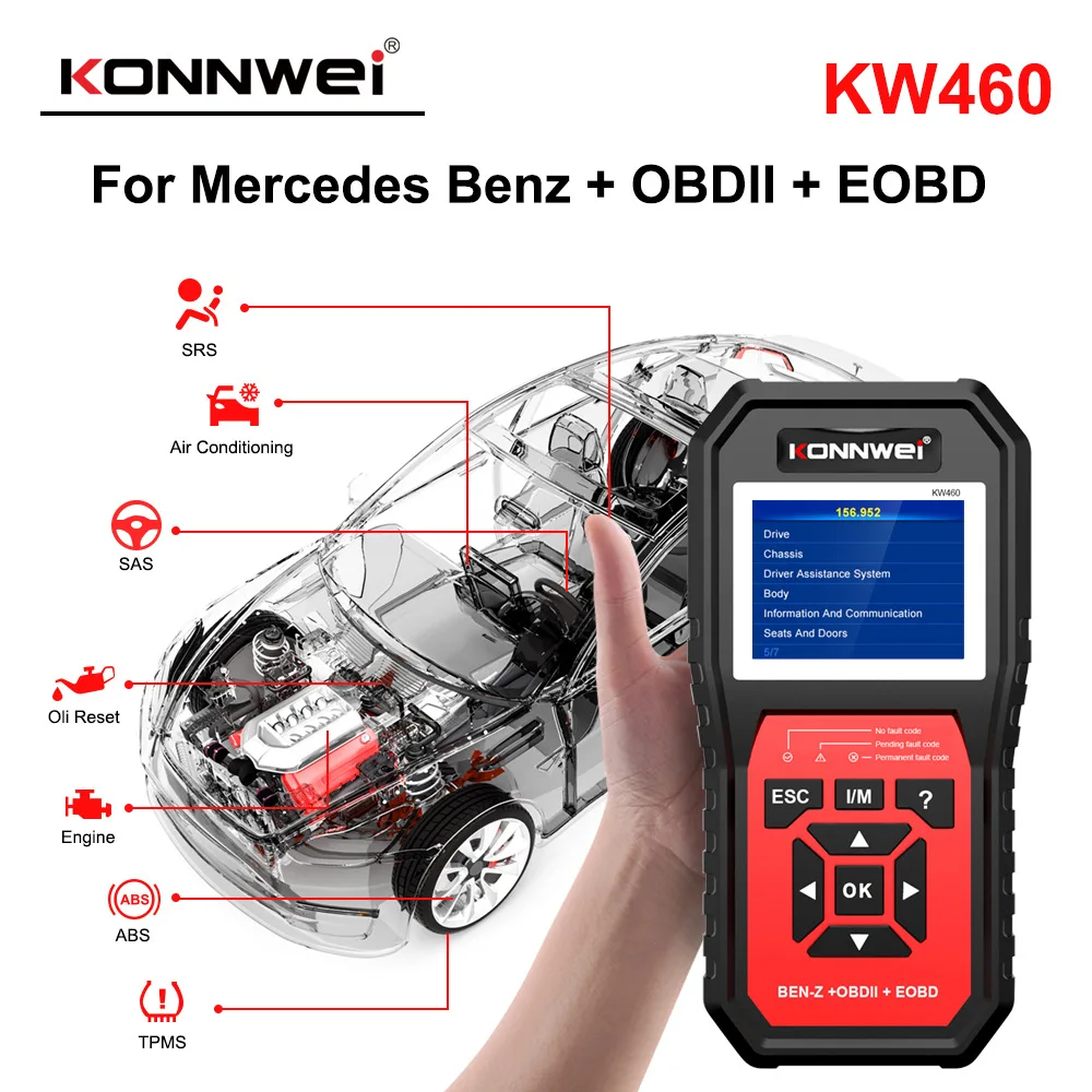 KW460 escáner de diagnosis para Mercedes-Benz, ABS y airbag - imagen 3