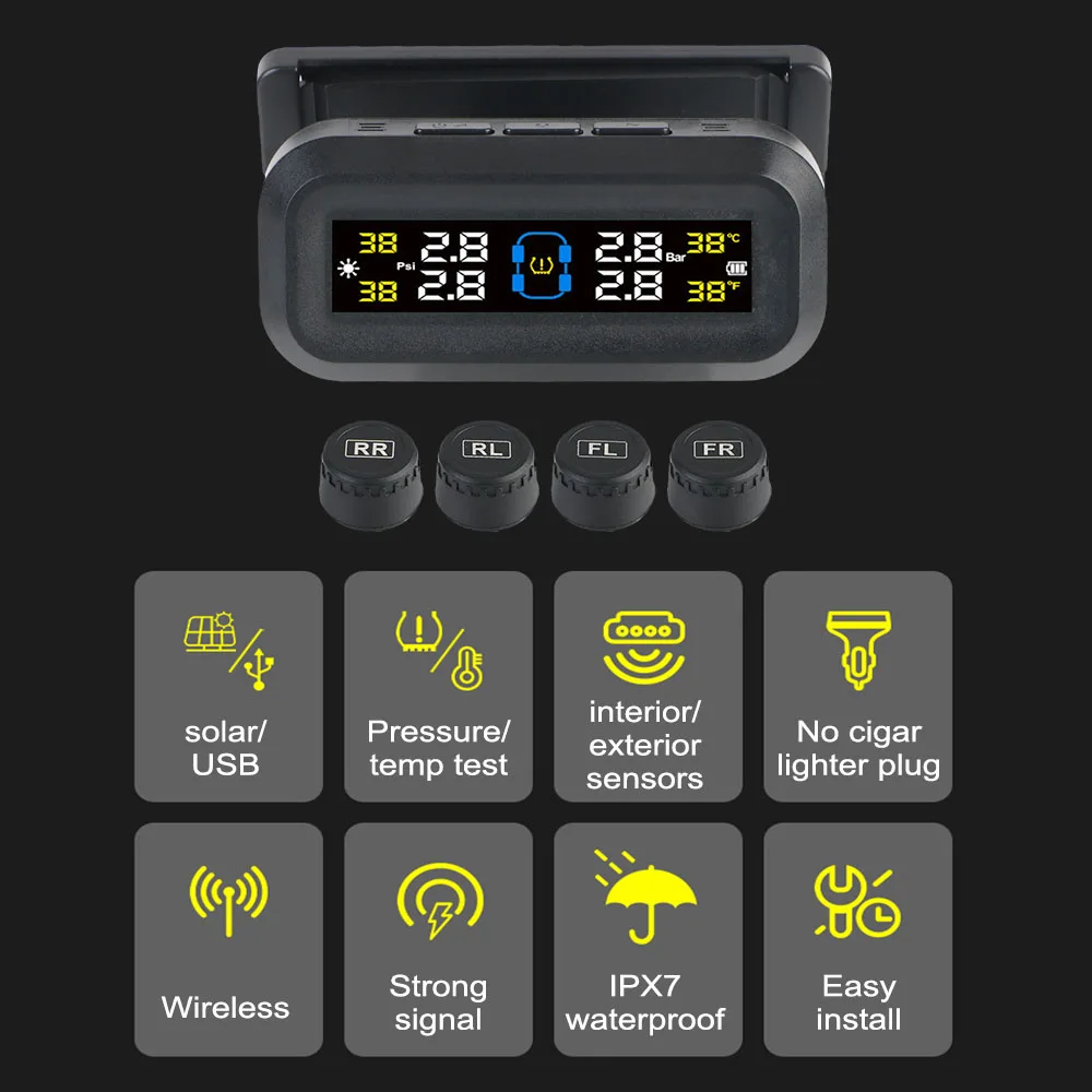 Monitor TPMS LCD para coche con temperatura y presión de neumáticos - imagen 3