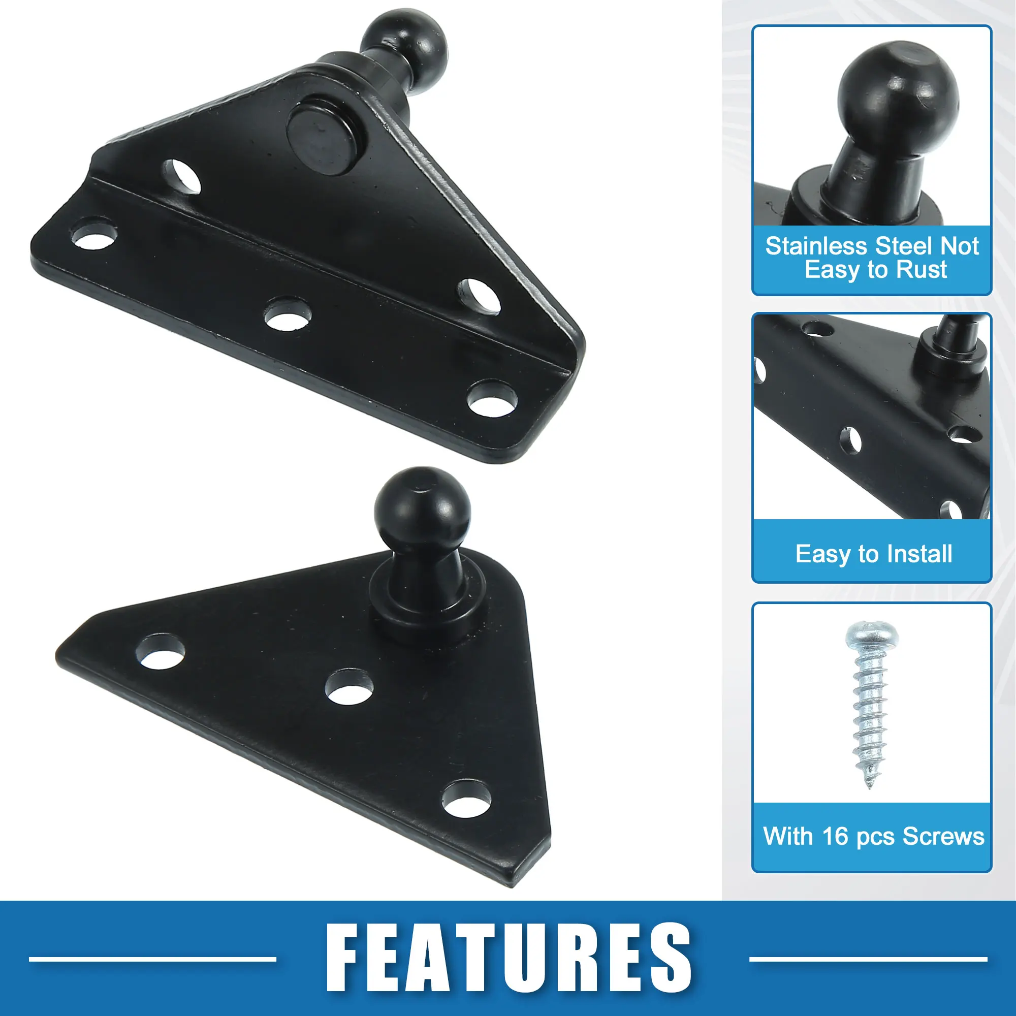 X Autohaux Juego de 4 soportes de montaje de resorte de Gas para coche, Perno de bola de 10mm, soporte de Metal con 16 tornillos, Universal para coches, barcos y camiones - imagen 3