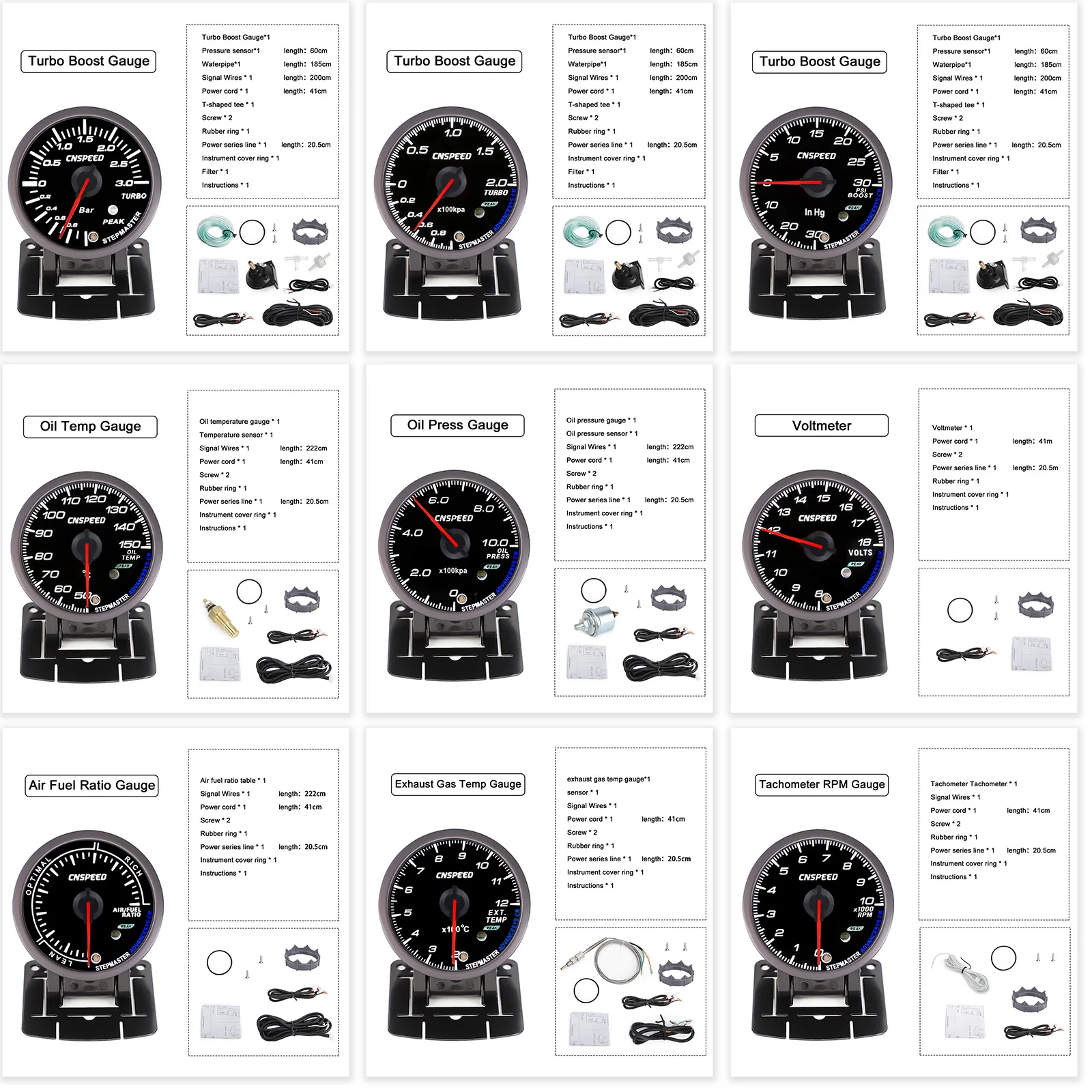 Manómetro digital 60mm racing 4-en-1: presión aceite, temperatura agua y aceite - imagen 2