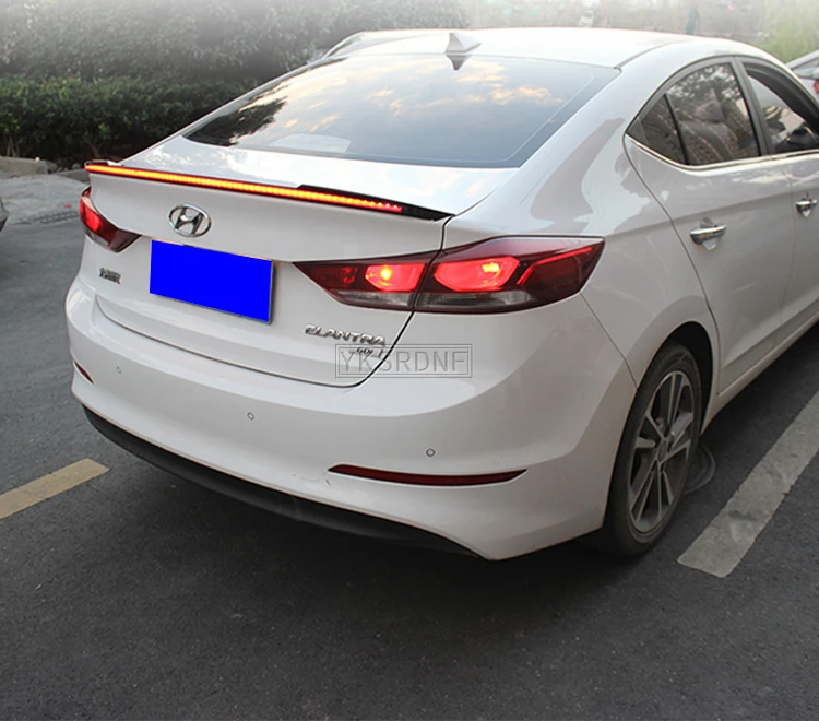 Para Hyundai Elantra 2017 2018 2019 ABS plástico pintado negro blanco Color alerón trasero maletero ala con luz Led - imagen 2