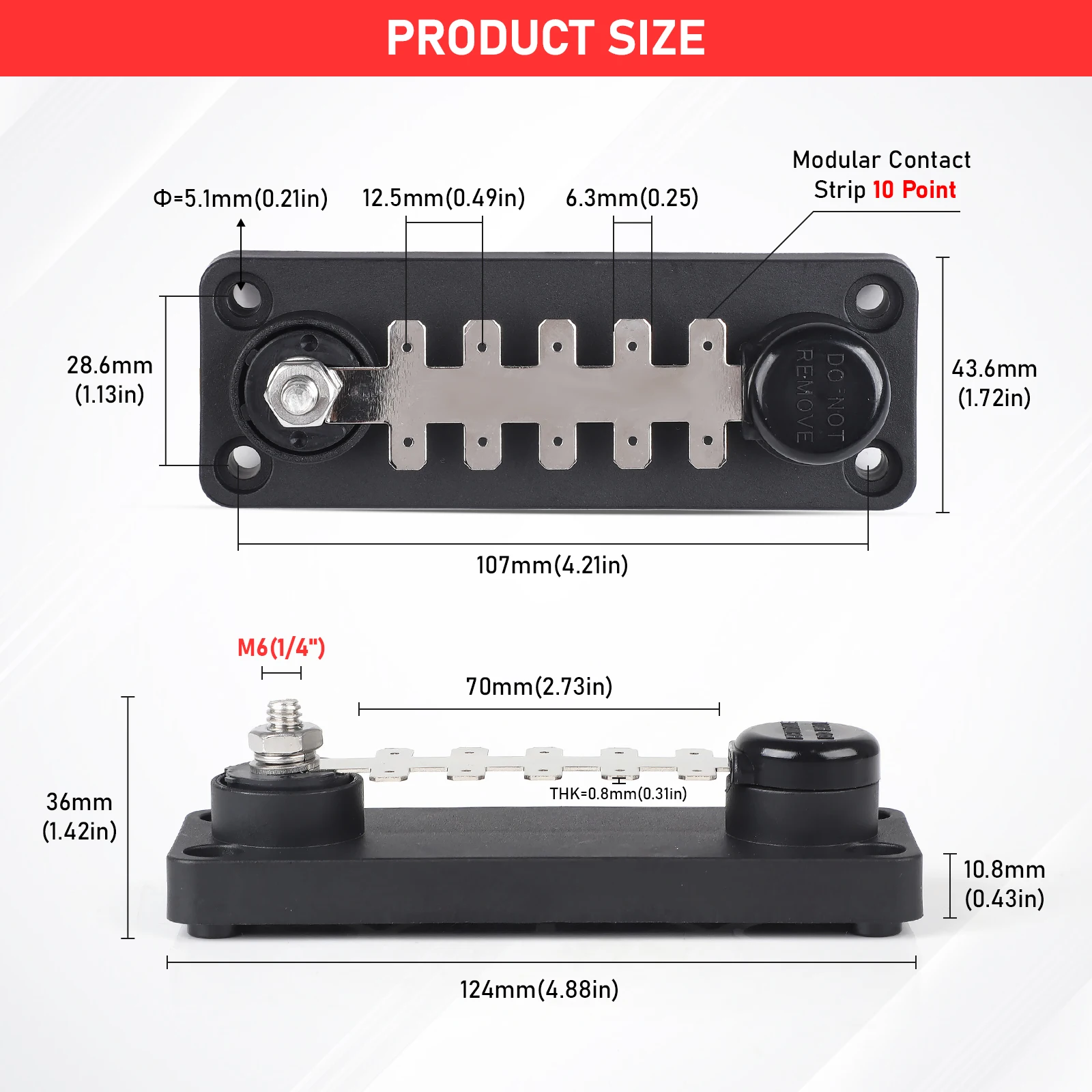 Barra colectora de terminal tipo pestaña roja/negra para distribución - imagen 2