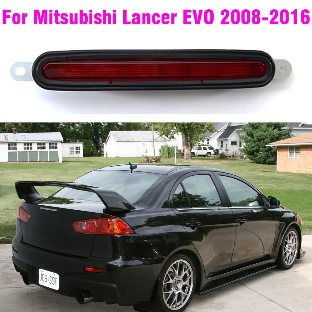 Luces de freno de montaje alto para Mitsubishi Lancer EVO, carcasa trasera negra/roja/transparente a prueba de golpes, 2008-2016, 8334A08, 3 lámparas de parada, 1 ud.
