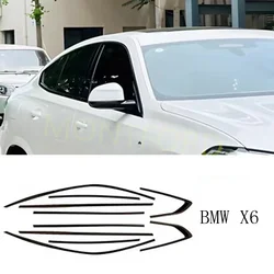 Cubierta embellecedora de moldura de alféizar de ventana de marco completo de puerta de coche de acero inoxidable para BMW X6 E71 F16 G06 2008-2022 (negro plateado)