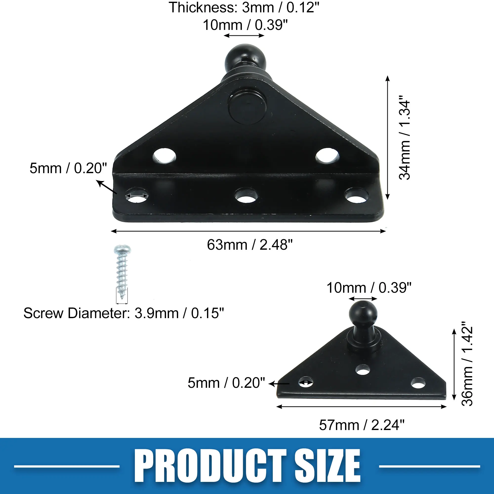 X Autohaux Juego de 4 soportes de montaje de resorte de Gas para coche, Perno de bola de 10mm, soporte de Metal con 16 tornillos, Universal para coches, barcos y camiones - imagen 4