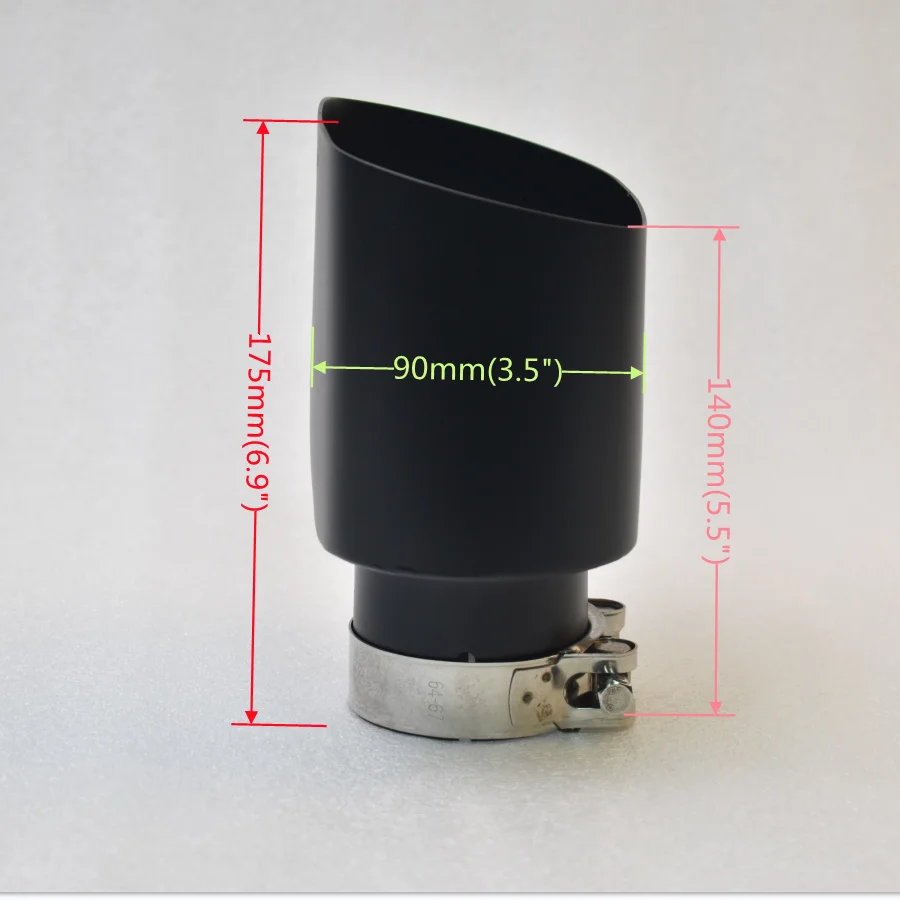 RE-silenciador automotriz elíptico de acero inoxidable, color negro mate, de gran diámetro, sistema de escape, boquilla Universal - imagen 4