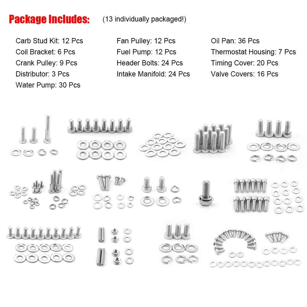 Kit de tornillería para motor Chevrolet SBC en acero inoxidable - imagen 2