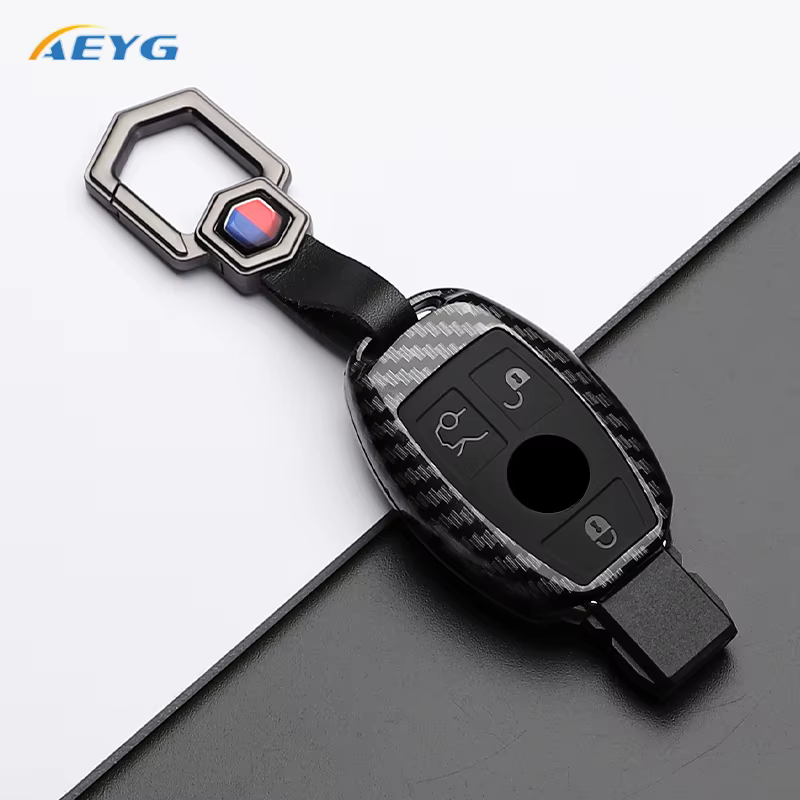 Funda para llave Mercedes-Benz de 3 botones efecto fibra de carbono