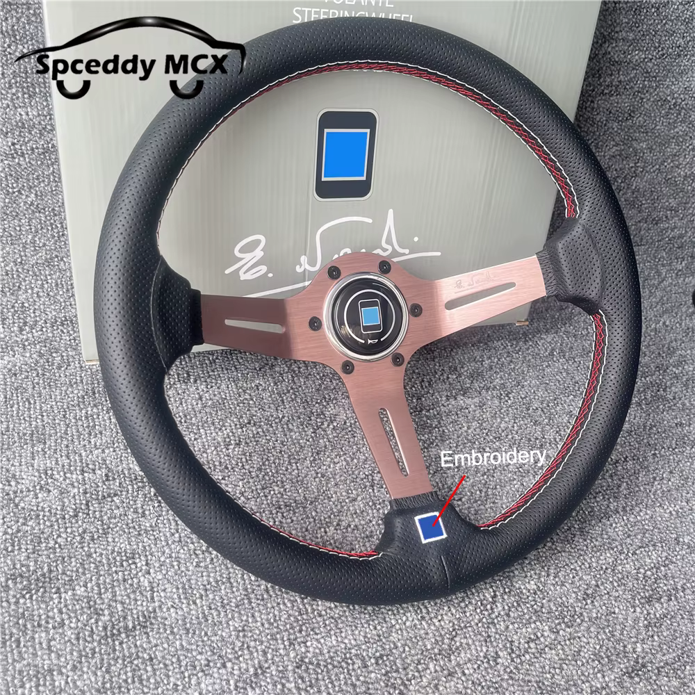 Volante deportivo Spceddy de cuero perforado y diseño en D - imagen 3