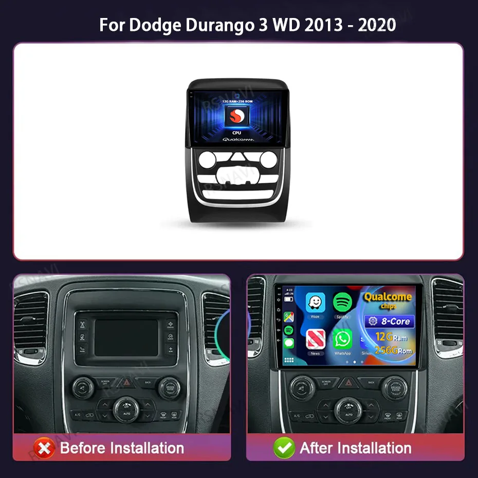 Radio Android 15 RSNAVI instalada en Dodge Durango