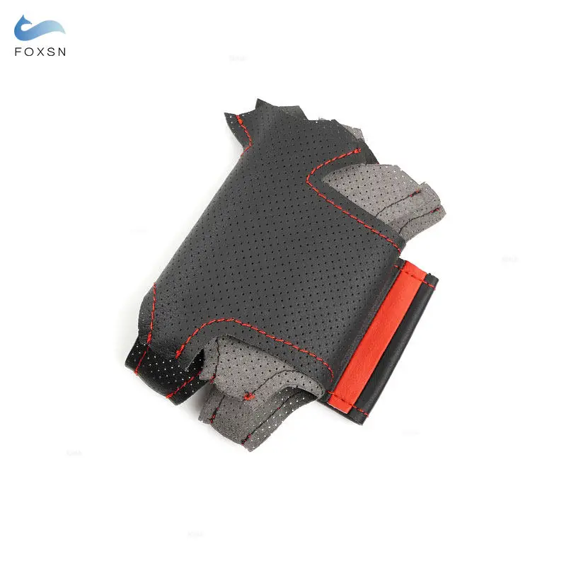 Funda de volante de cuero cosida a mano – Audi A6 C8/A7 4K8, barra roja - imagen 2