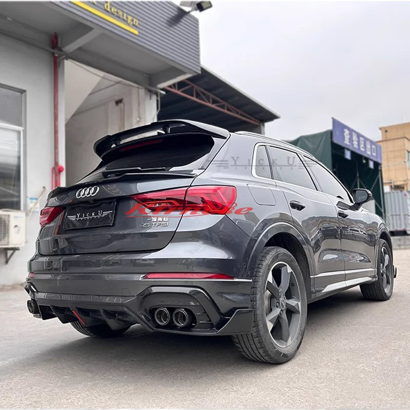 Alerón deportivo Audi Q3 fibra de carbono negro brillante trasero - imagen 2