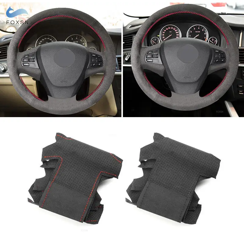 Cubierta de volante trenzada en cuero ante cosido a mano - BMW X3