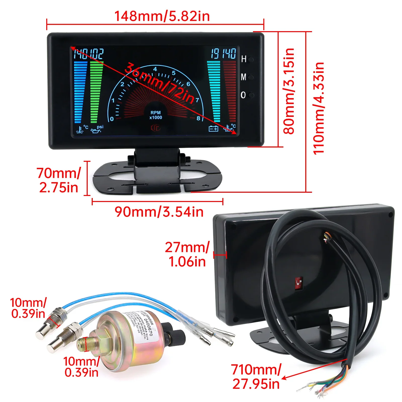 Pantalla LCD multifunción para automóvil