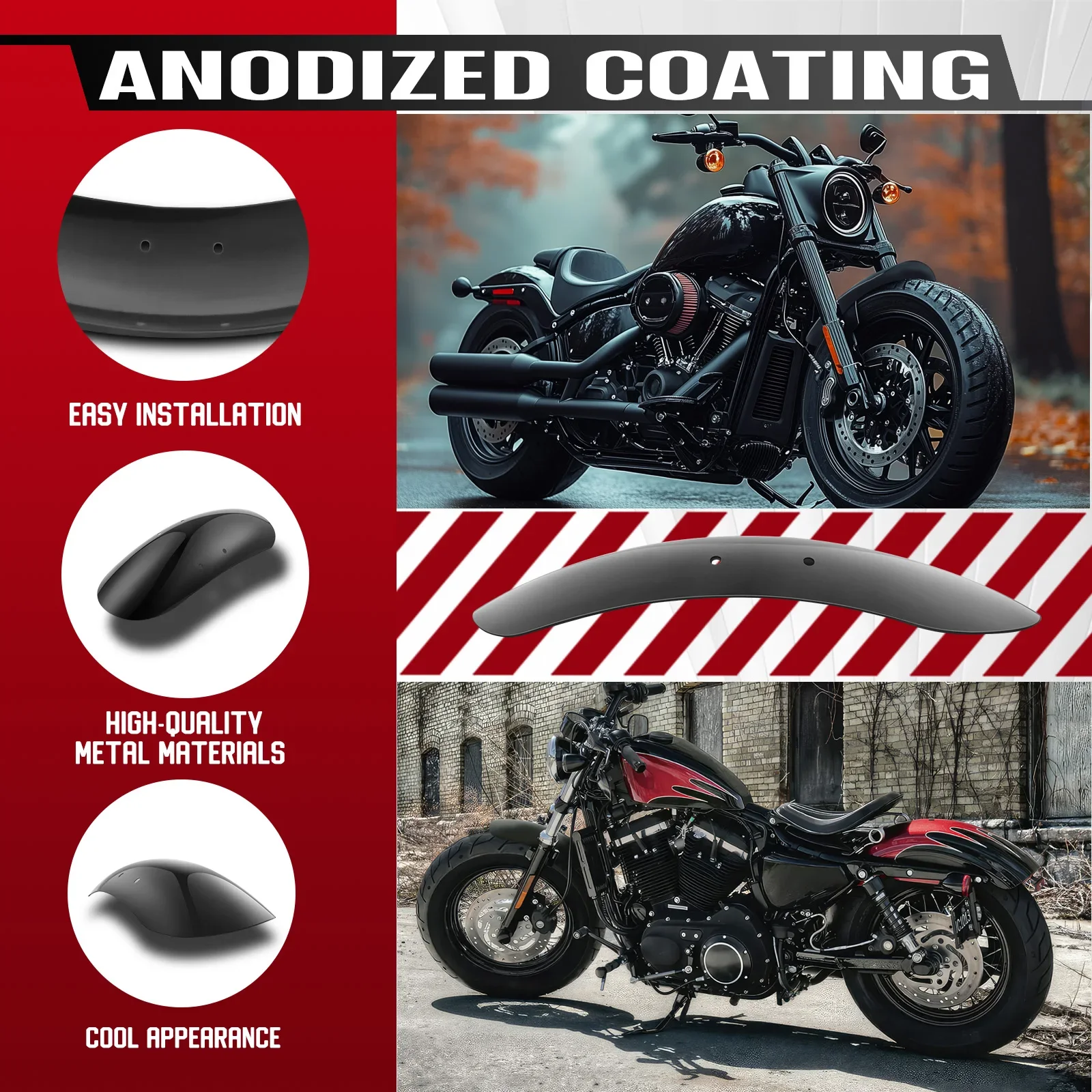 Guardabarros delantero corto negro mate para Harley Sportster XL 48 - imagen 4