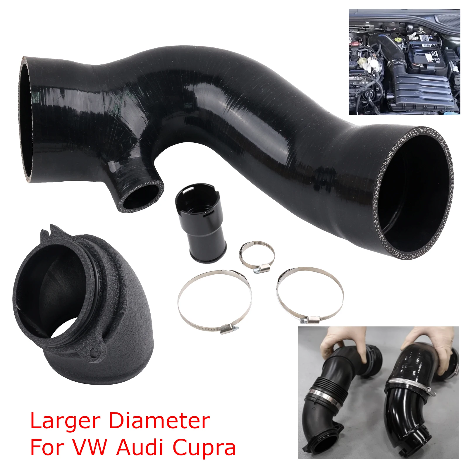 Manguera codo silicona entrada turbo EVO EA888 – VW Golf 8 Audi Cupra