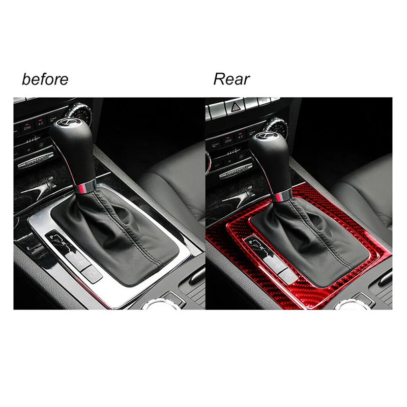 Embellecedor palanca cambio fibra carbono roja – Mercedes C W204