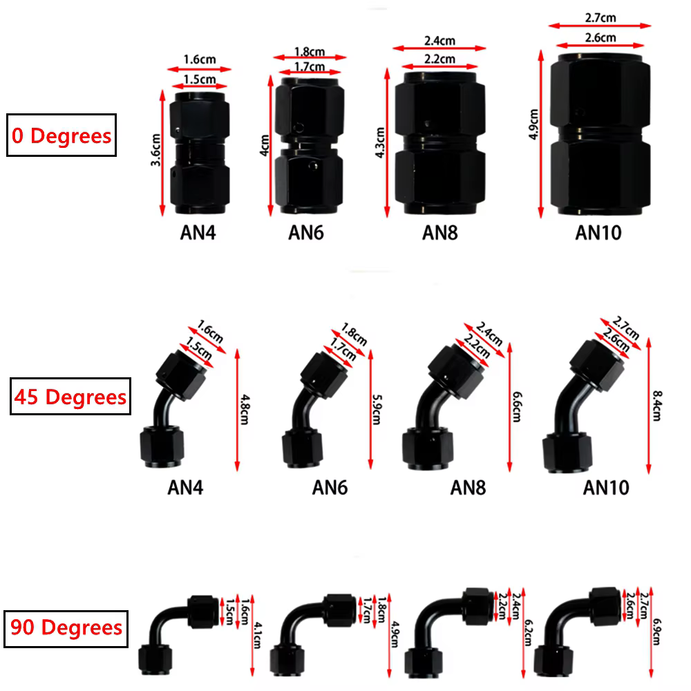 TF-1089 Adaptadores rectos aluminio AN4-AN8 10AN doble hembra negro - imagen 2