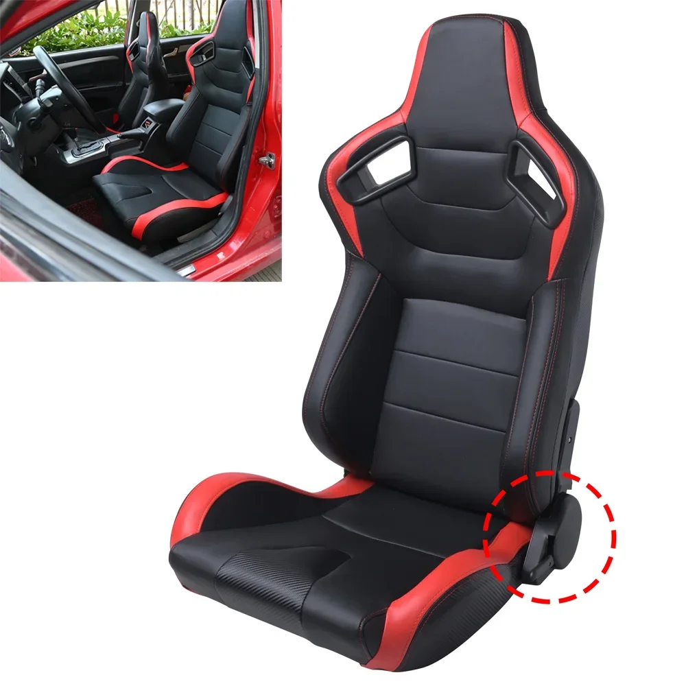Asiento baquet de carreras universal con deslizador y tapicería 3D PVC