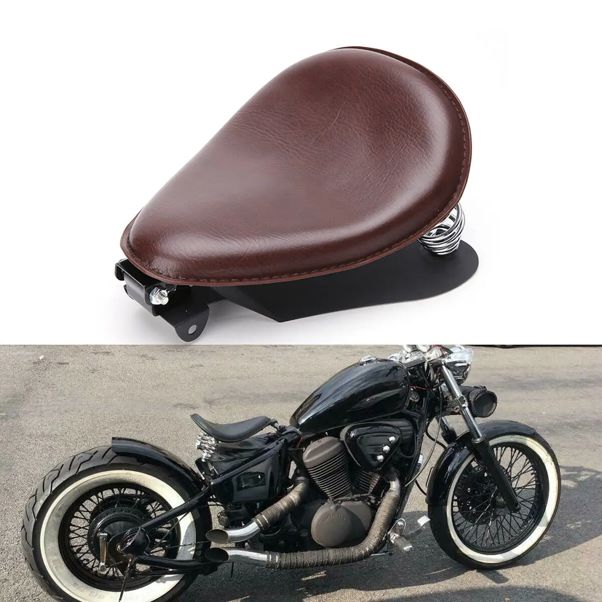 Sillín cuero Honda Bobber Shadow VT 600 700 1300 Suzuki Bobber
