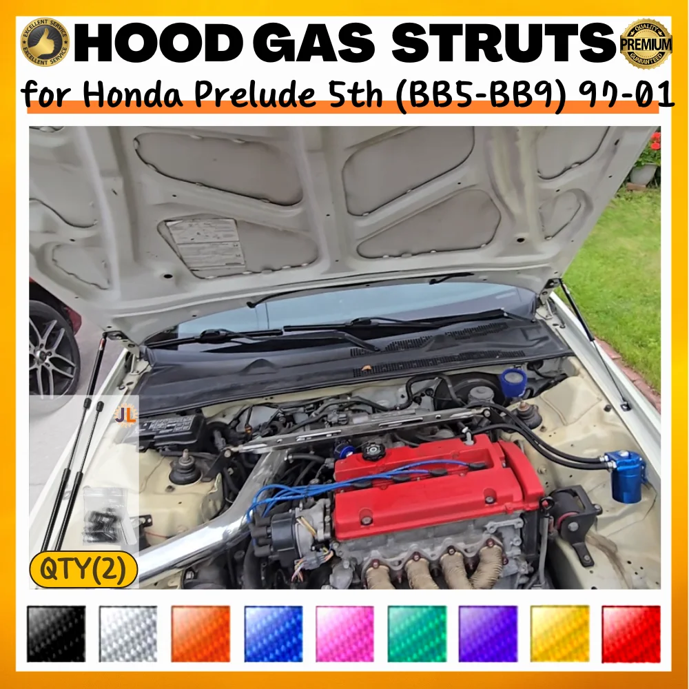 Puntales de capó para Honda Prelude BB5-BB9 1997-2001, muelles de gas modificados
