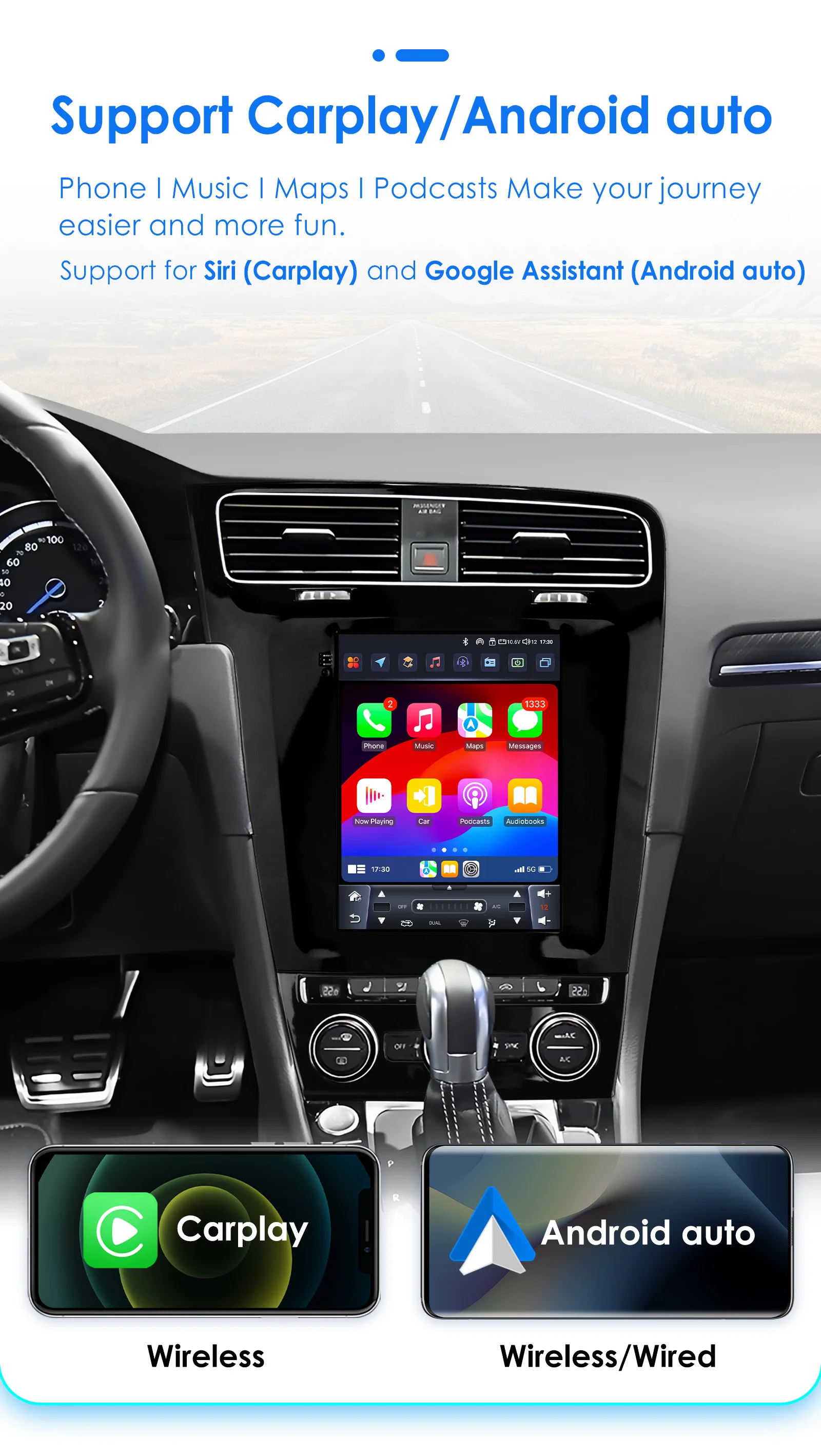 Autoradio Android multimedia GPS con Carplay para VW Golf 7 - imagen 3