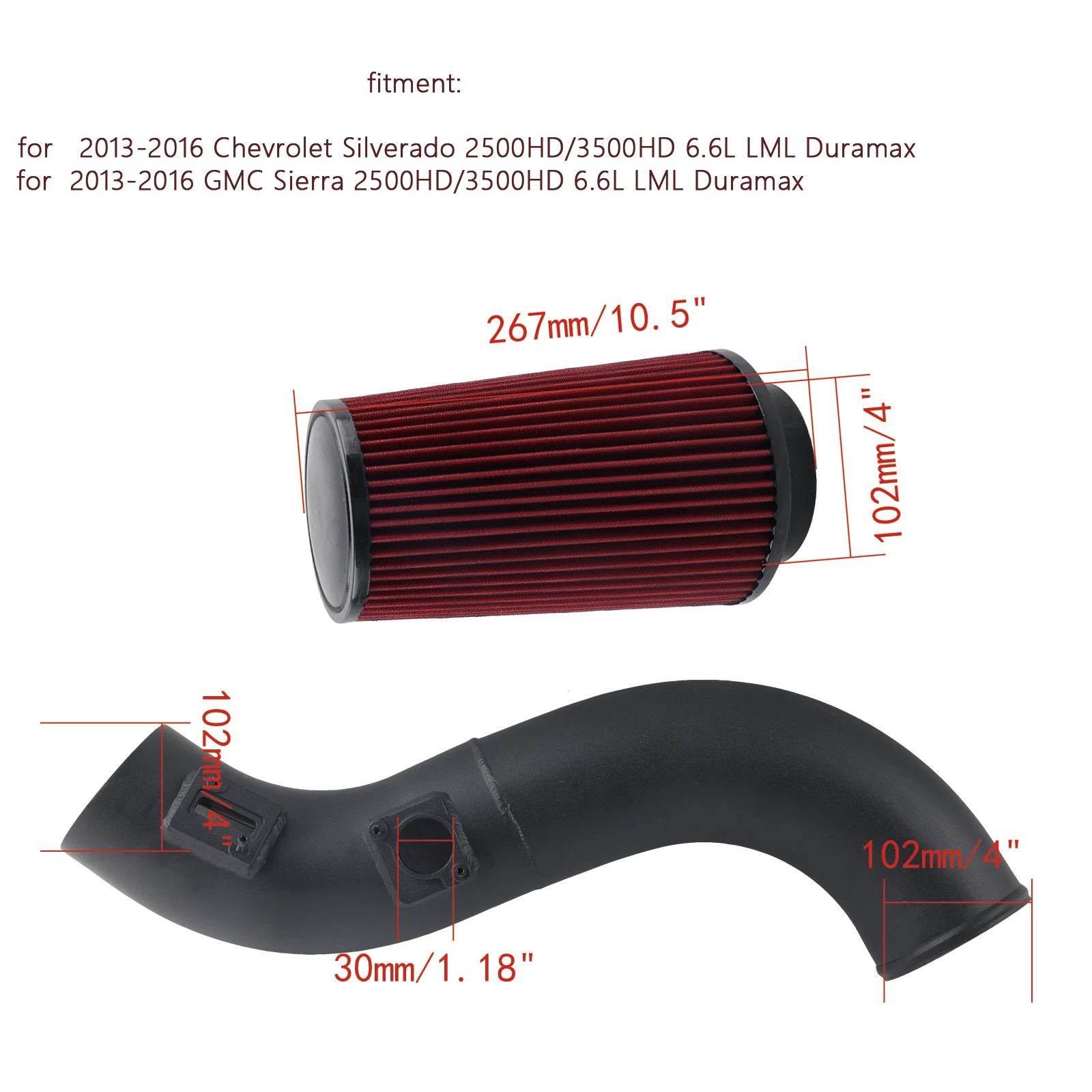 Entrada de Aire Frío Diésel con Filtro para Chevy GMC 2013-2016 - imagen 5