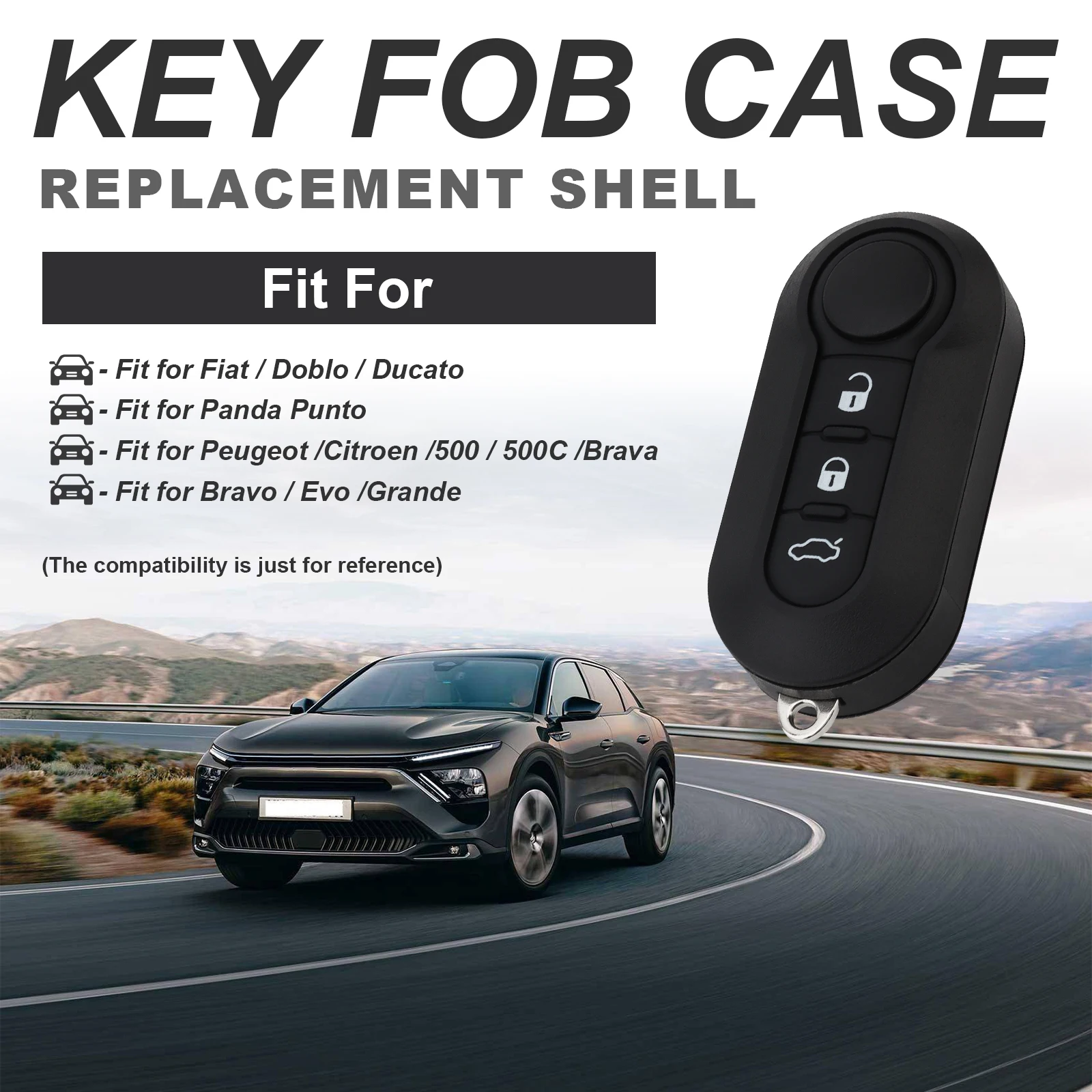 Carcasa plegable de llave 3 botones Fiat 500/Punto - mando a distancia - imagen 4