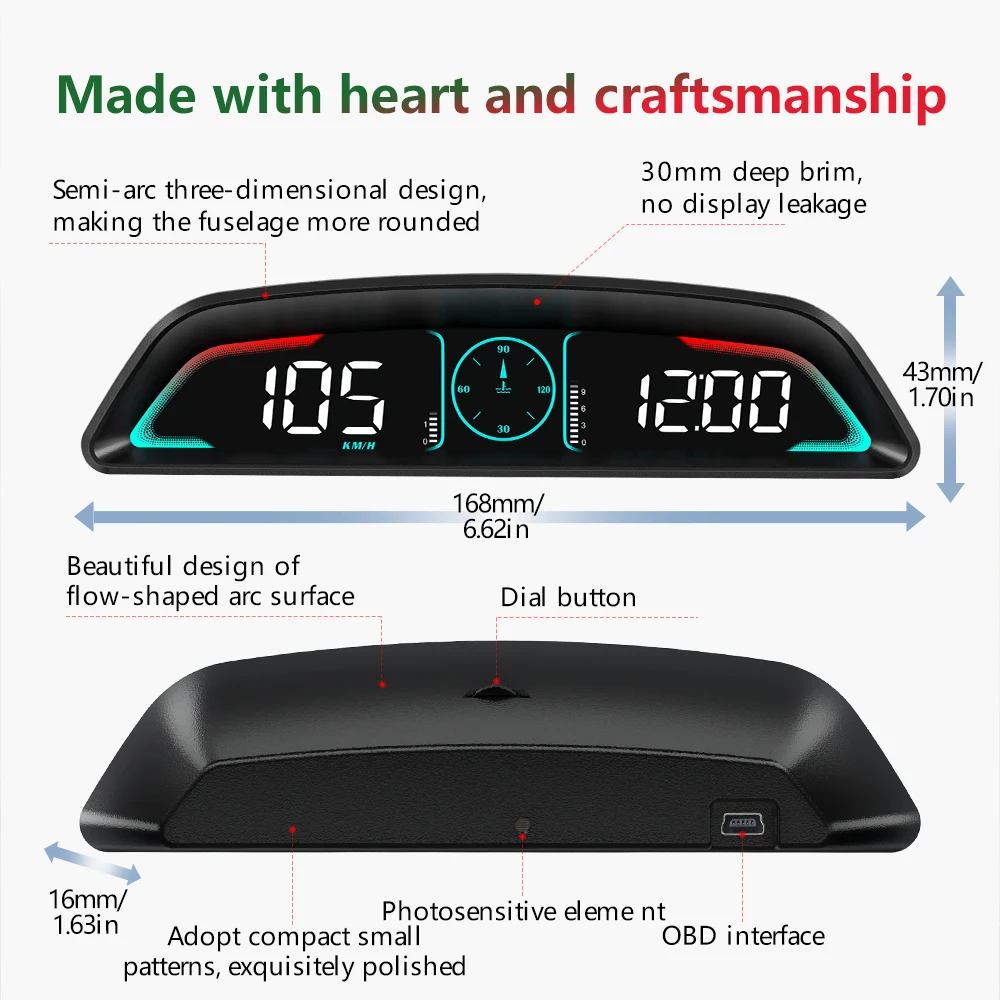 B3 HUD OBD2 con cuentarrevoluciones, temperatura y voltímetro - imagen 4