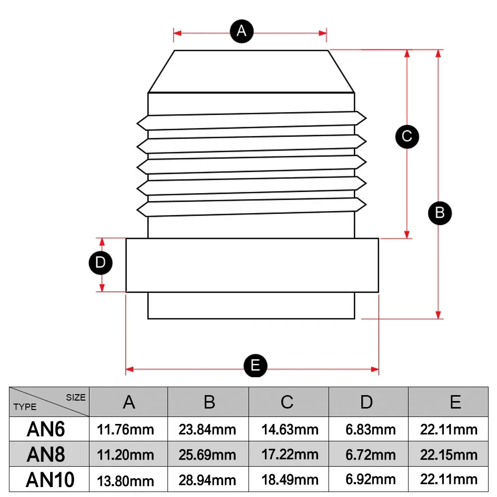 Racor macho recto de aluminio para manguera de nitro AN6-AN10 - imagen 2