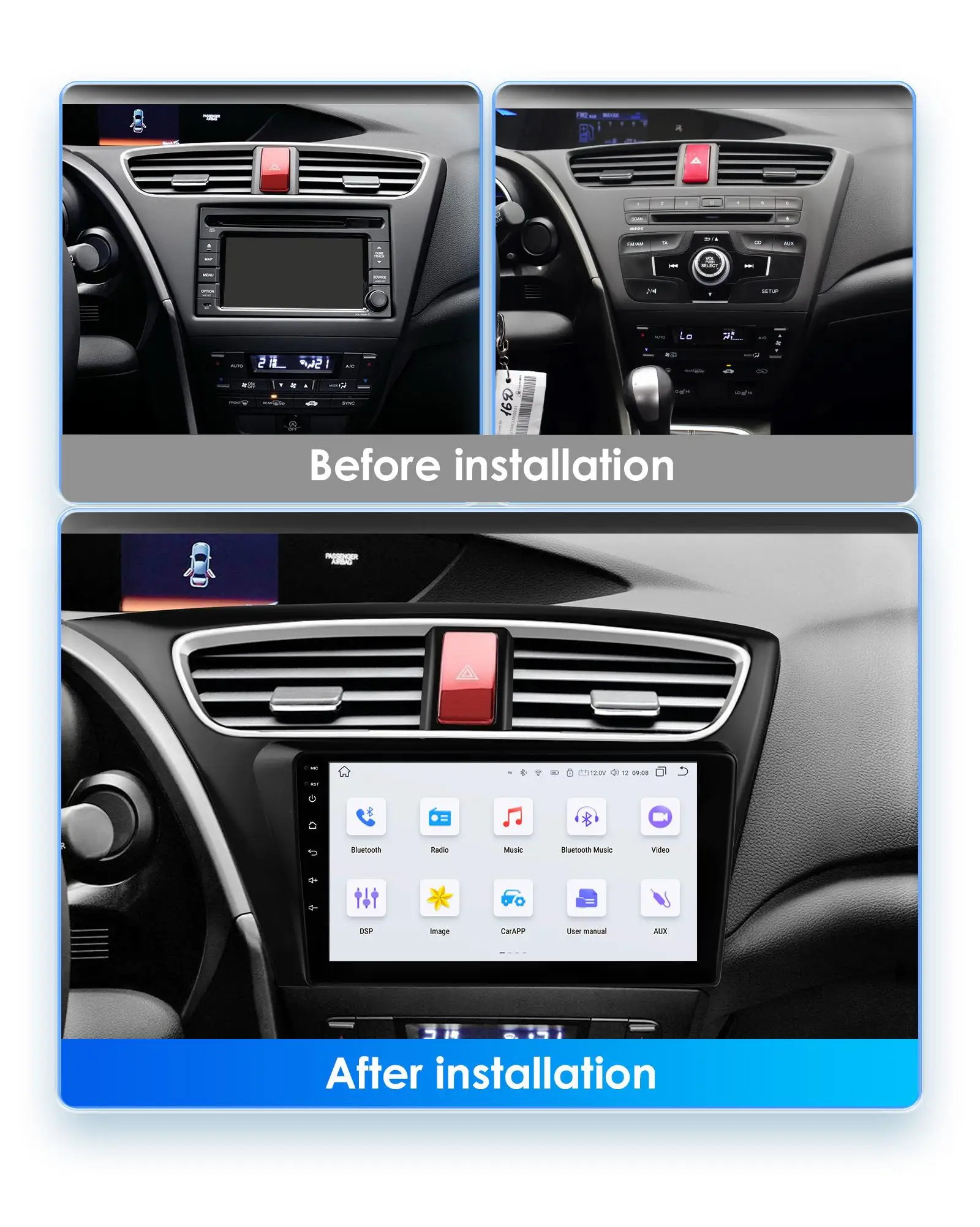 Autoradio 2Din Honda Civic 2012-2017 con CarPlay Android Auto GPS - imagen 3