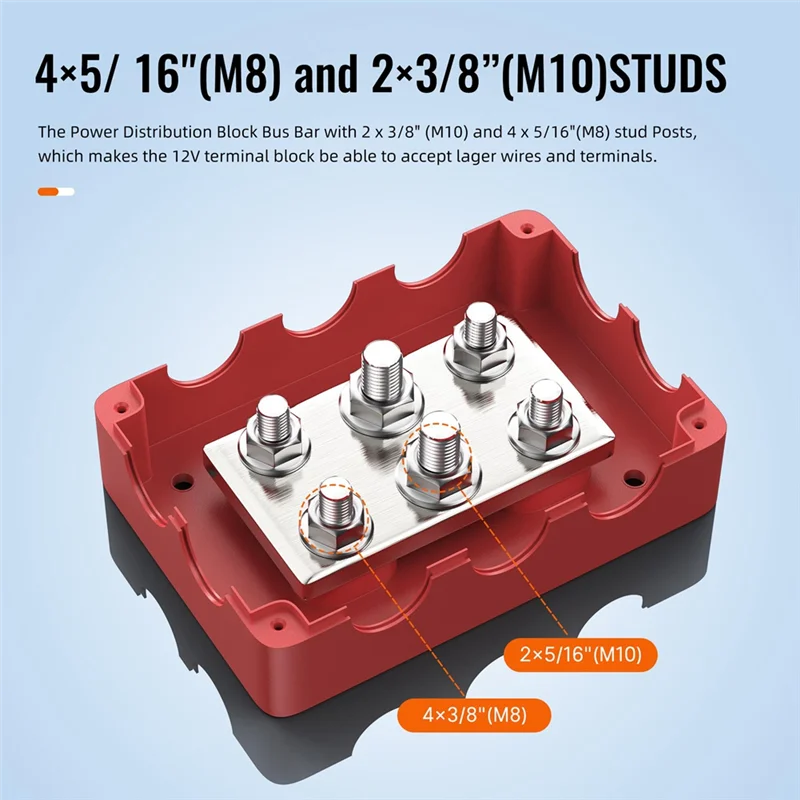 AB56-500A Dura barra colectora marina 48V cubierta roja para yate - imagen 4