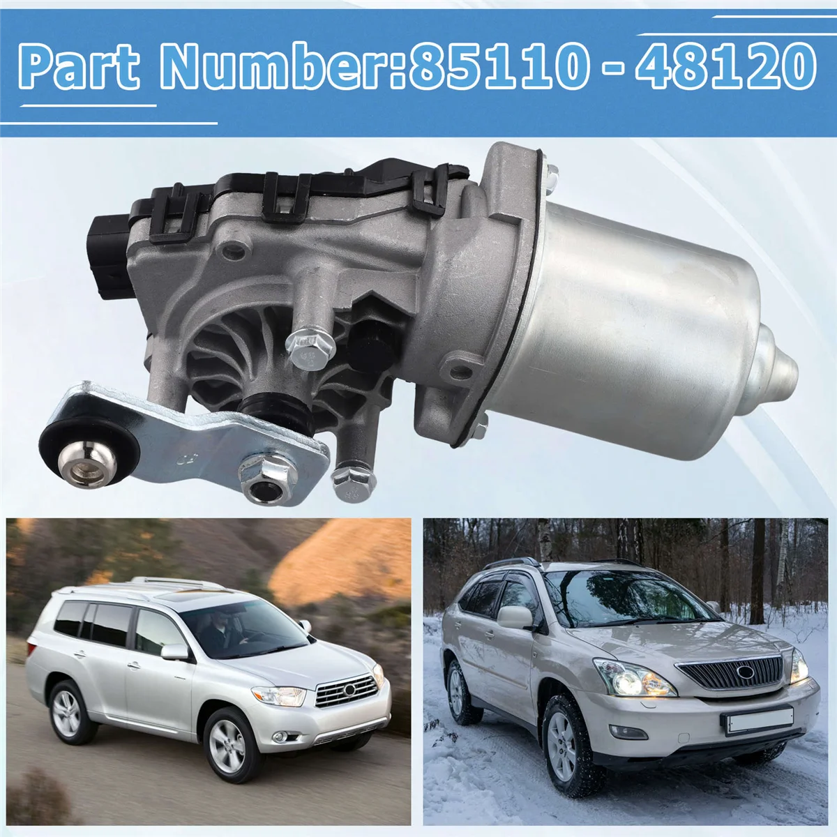 Motor limpiaparabrisas 85110-48120 Toyota Highlander 2007-2015 Lexus RX 300 - imagen 4