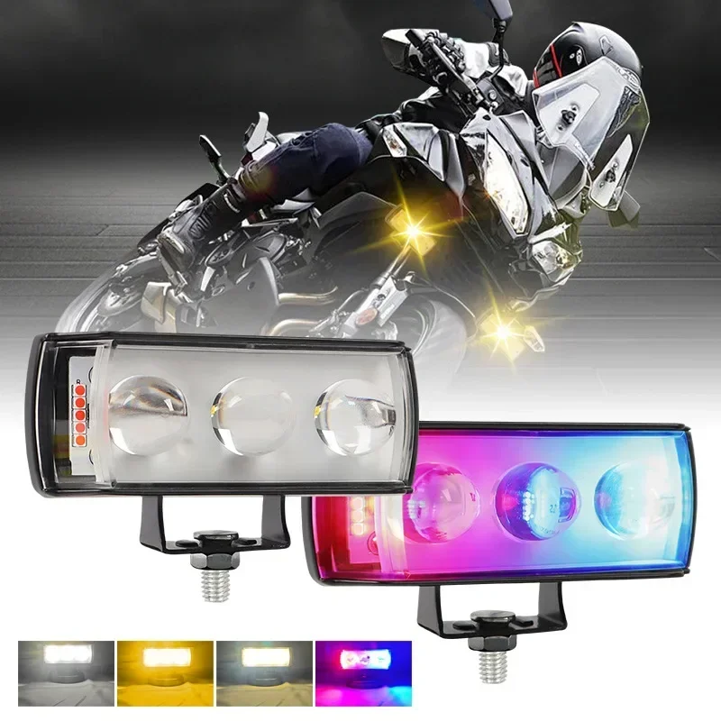 Faro LED delantero con destello rojo azul para moto eléctrica - imagen 3