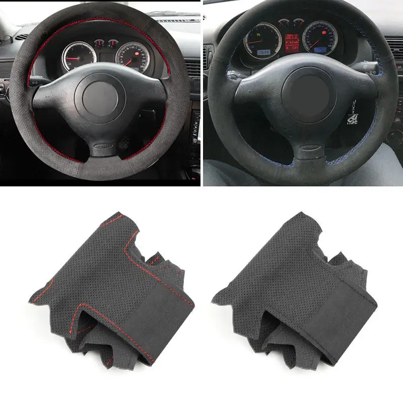 Funda de volante trenzada en cuero y ante para VW Golf 4 y Passat B5