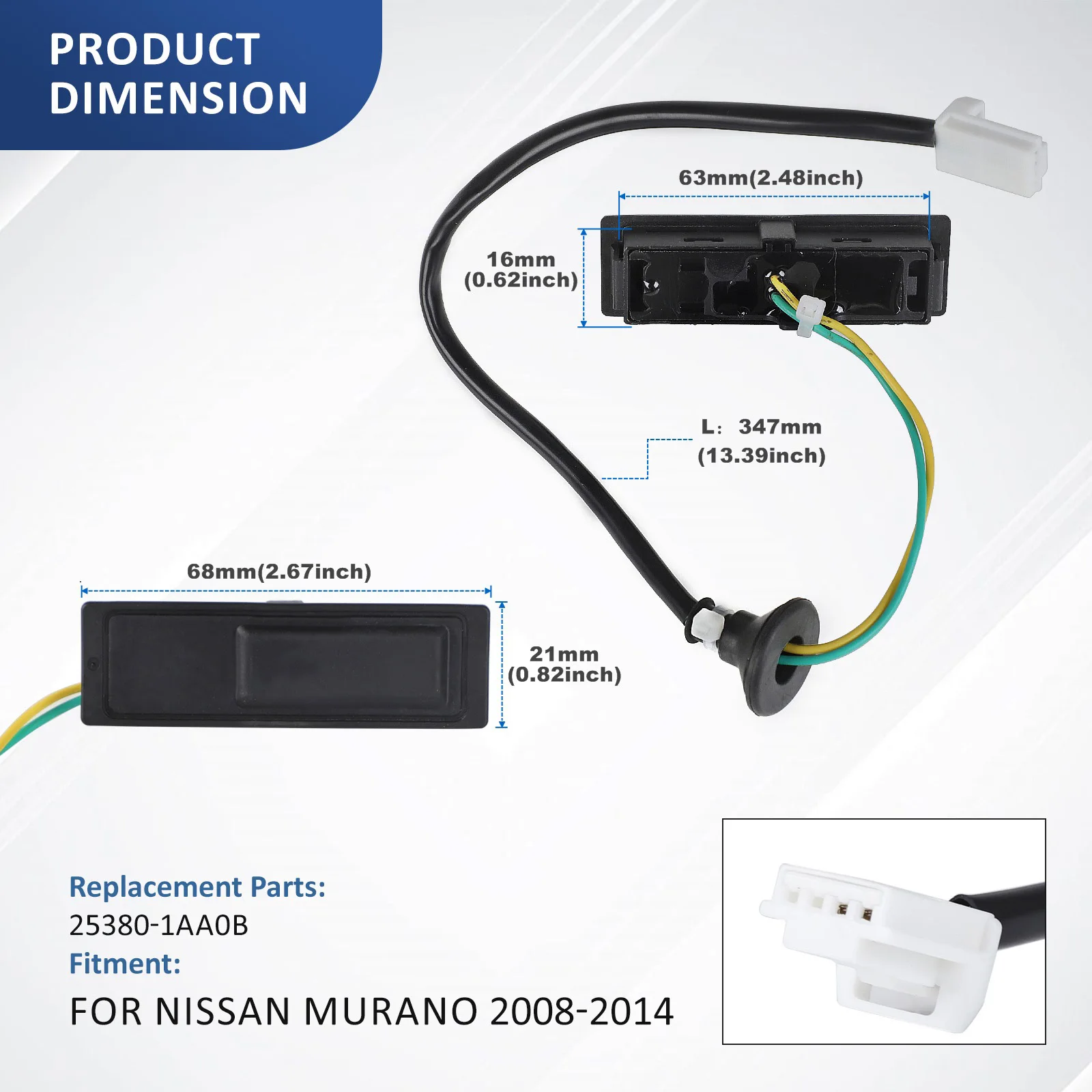25380-1AA0B Interruptor de maletero trasero Nissan Tiida/Murano/Juke - imagen 3