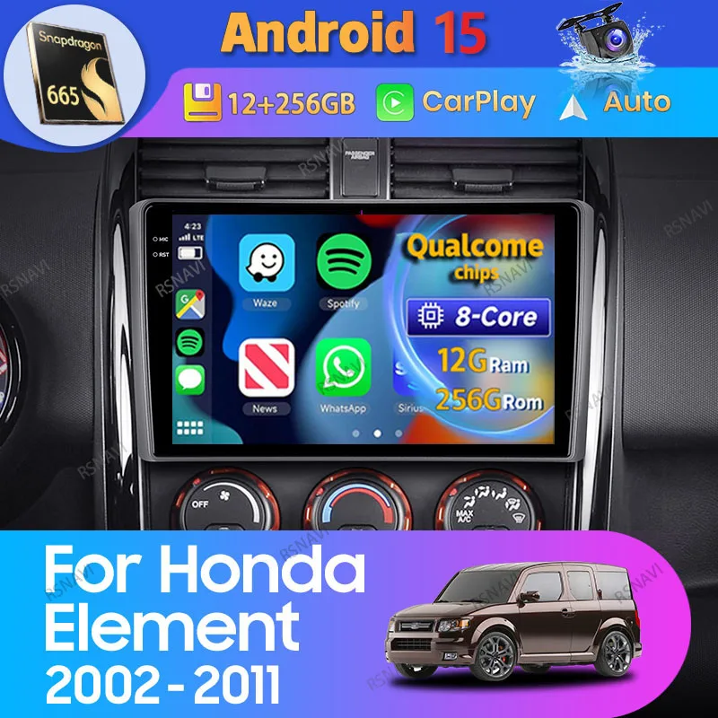 Navegador GPS 2 DIN Android Auto CarPlay para Honda Element