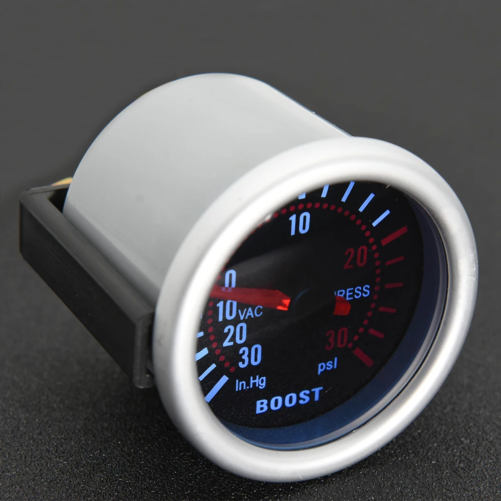Manómetro de turbo 52 mm 12 V LED blanco, -30 inHg a 30 PSI - imagen 5