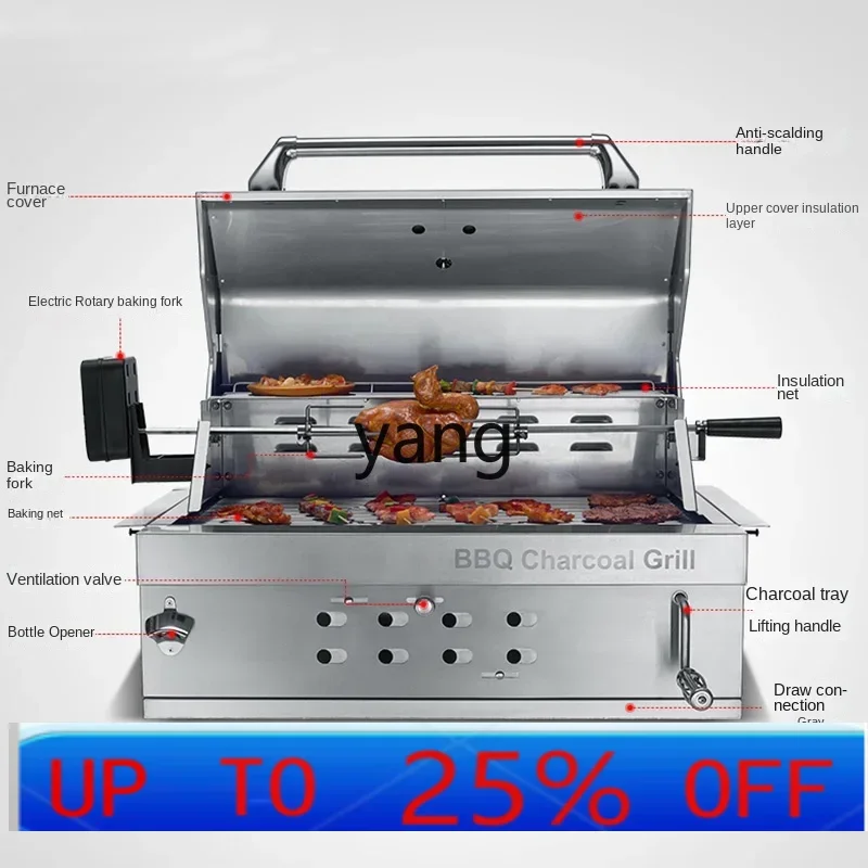 Parrilla de carbón para barbacoa integrada – Acero inoxidable