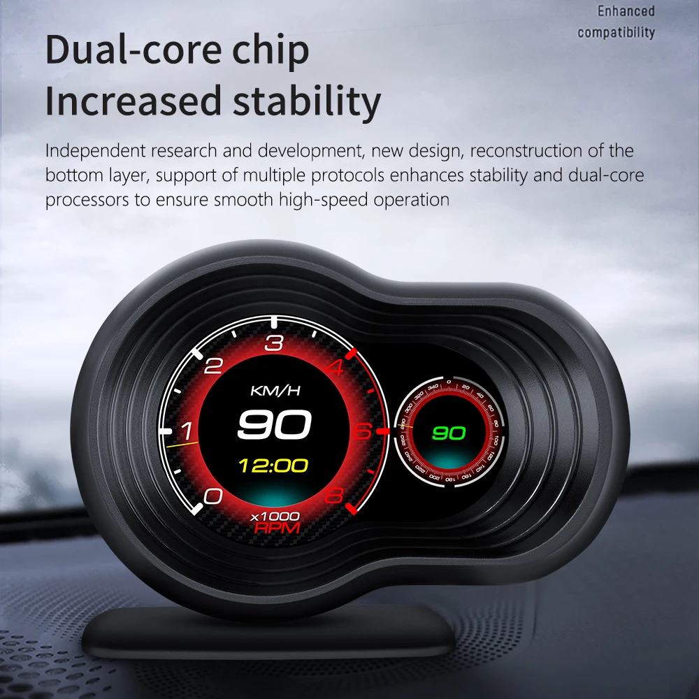 HUD OBD2 GPS F9-OBD con velocímetro digital, alerta, consumo y temperatura - imagen 4