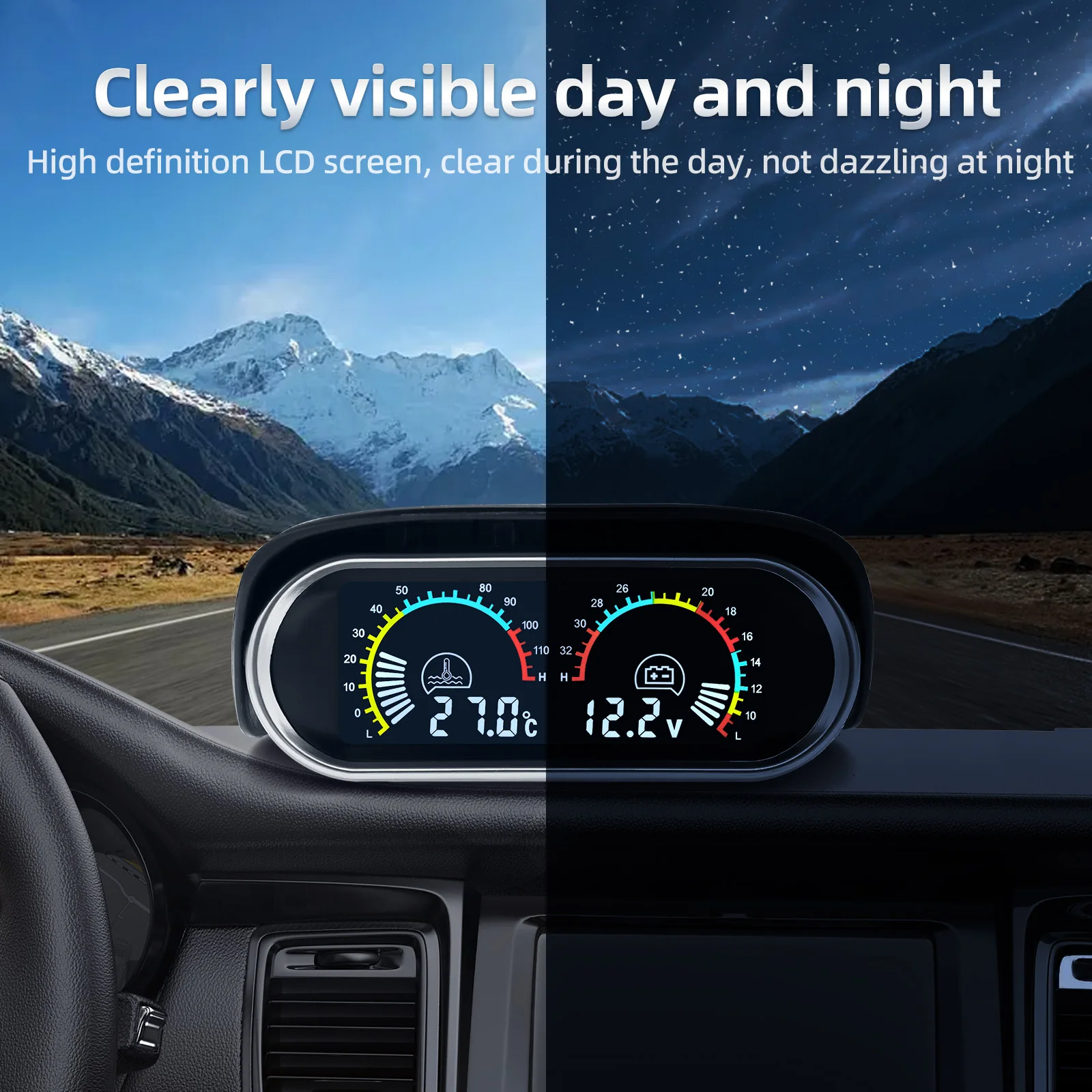 Reloj digital 2 en 1 temperatura agua y voltímetro 12V/24V para coche - imagen 3