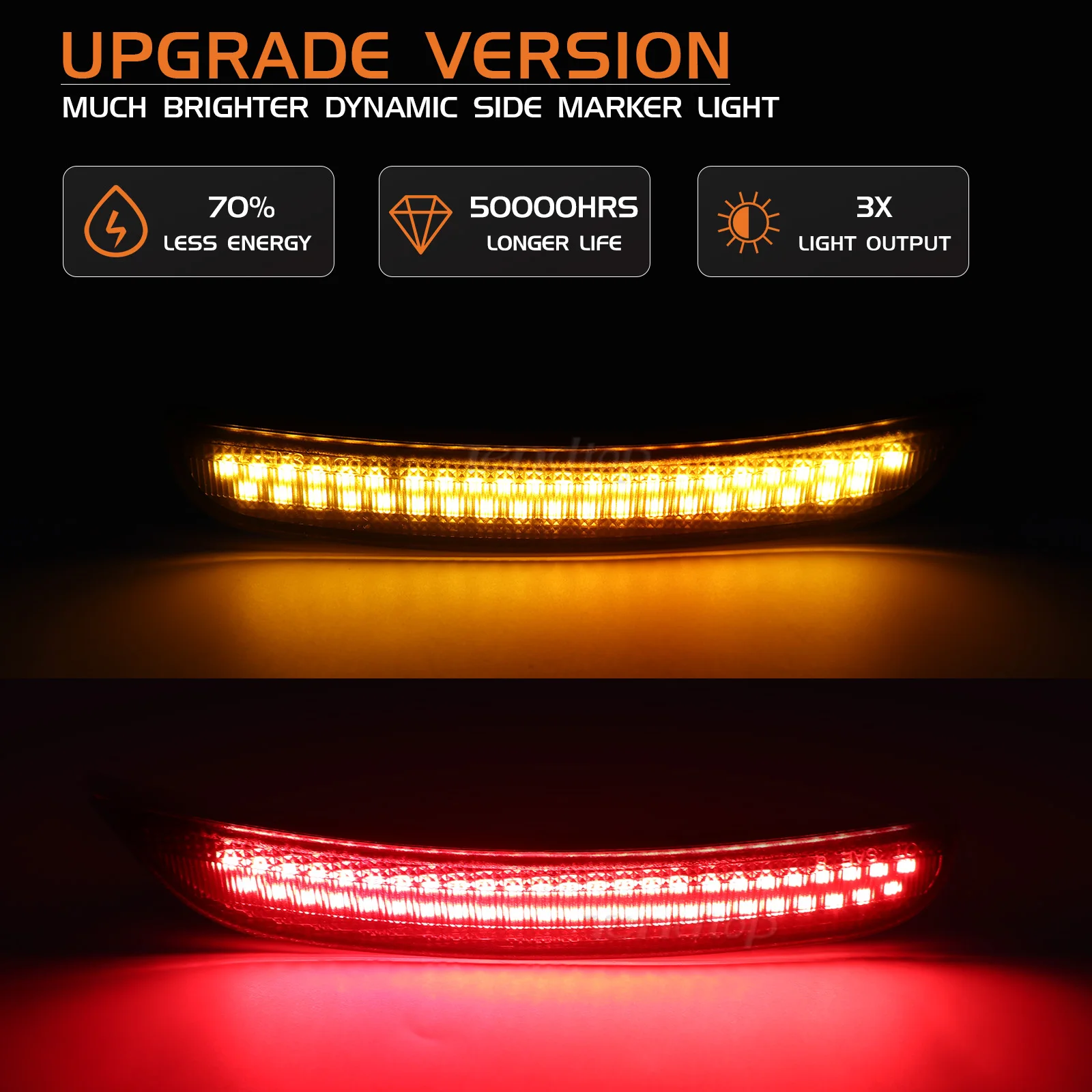 4 Uds. Indicador de señal de luz LED lateral para parachoques rojo trasero ámbar delantero para Dodge Charger 2015 -2023 - imagen 3