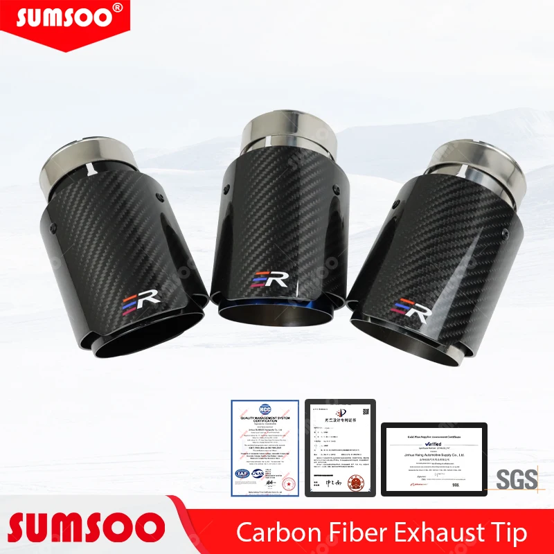 Punta de escape ER universal de fibra de carbono y acero inoxidable