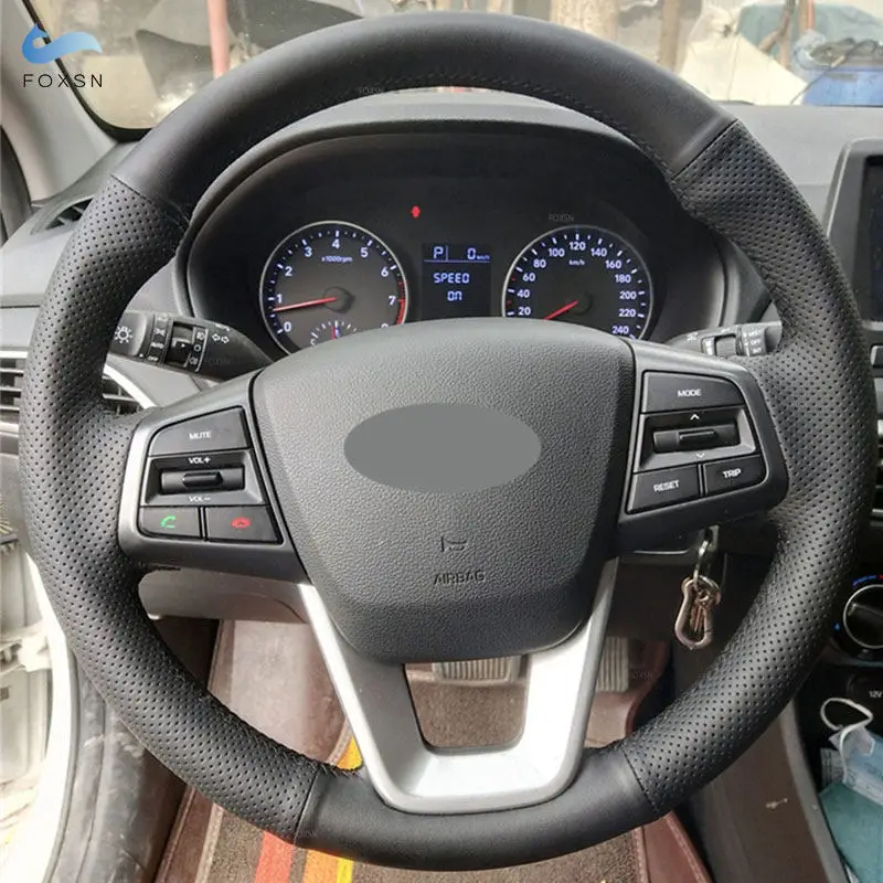 Funda volante cuero perforado negra – Hyundai ix25 Creta Elantra ix35