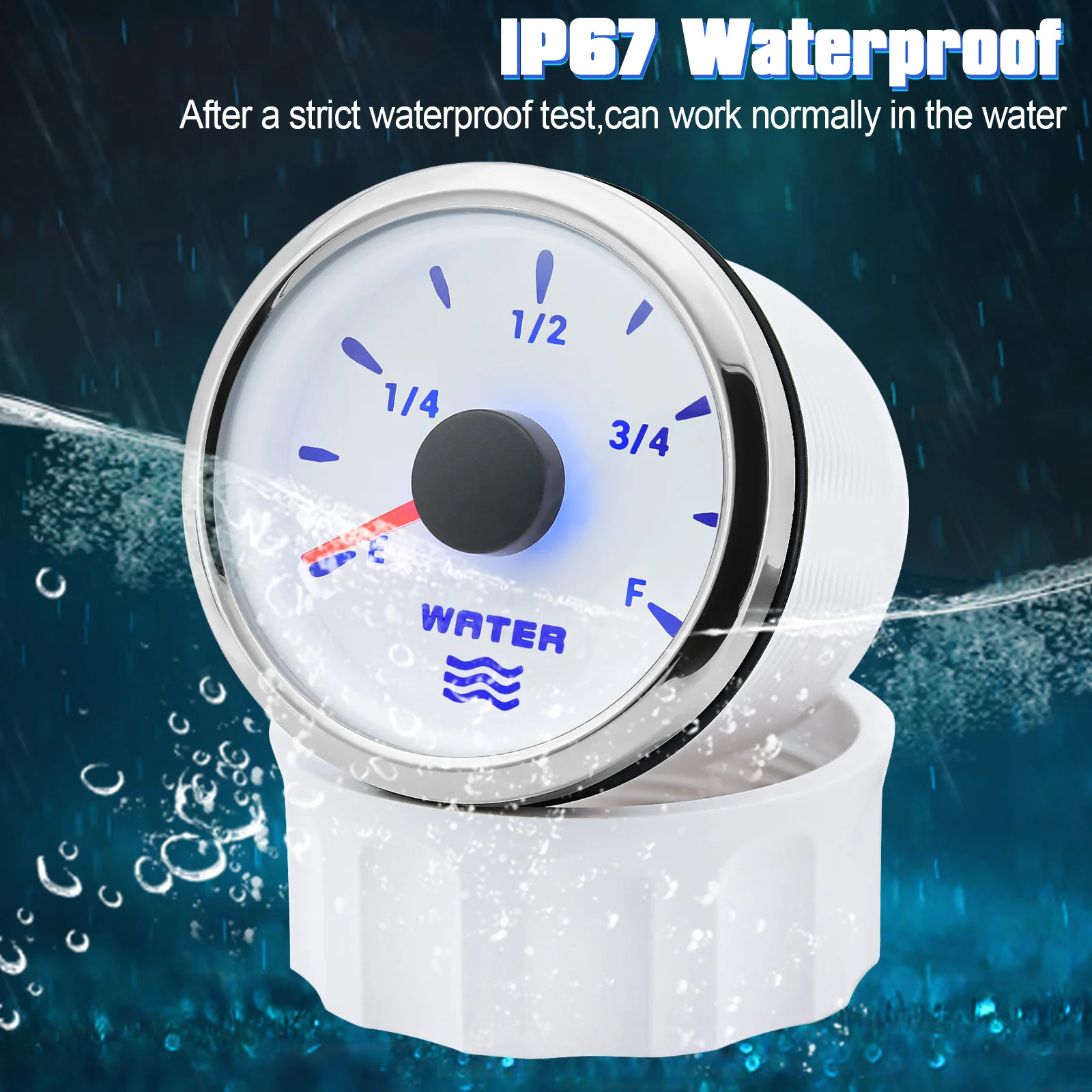 Medidor de nivel de agua 52 mm 0-190 ohm para coche y barco - imagen 2