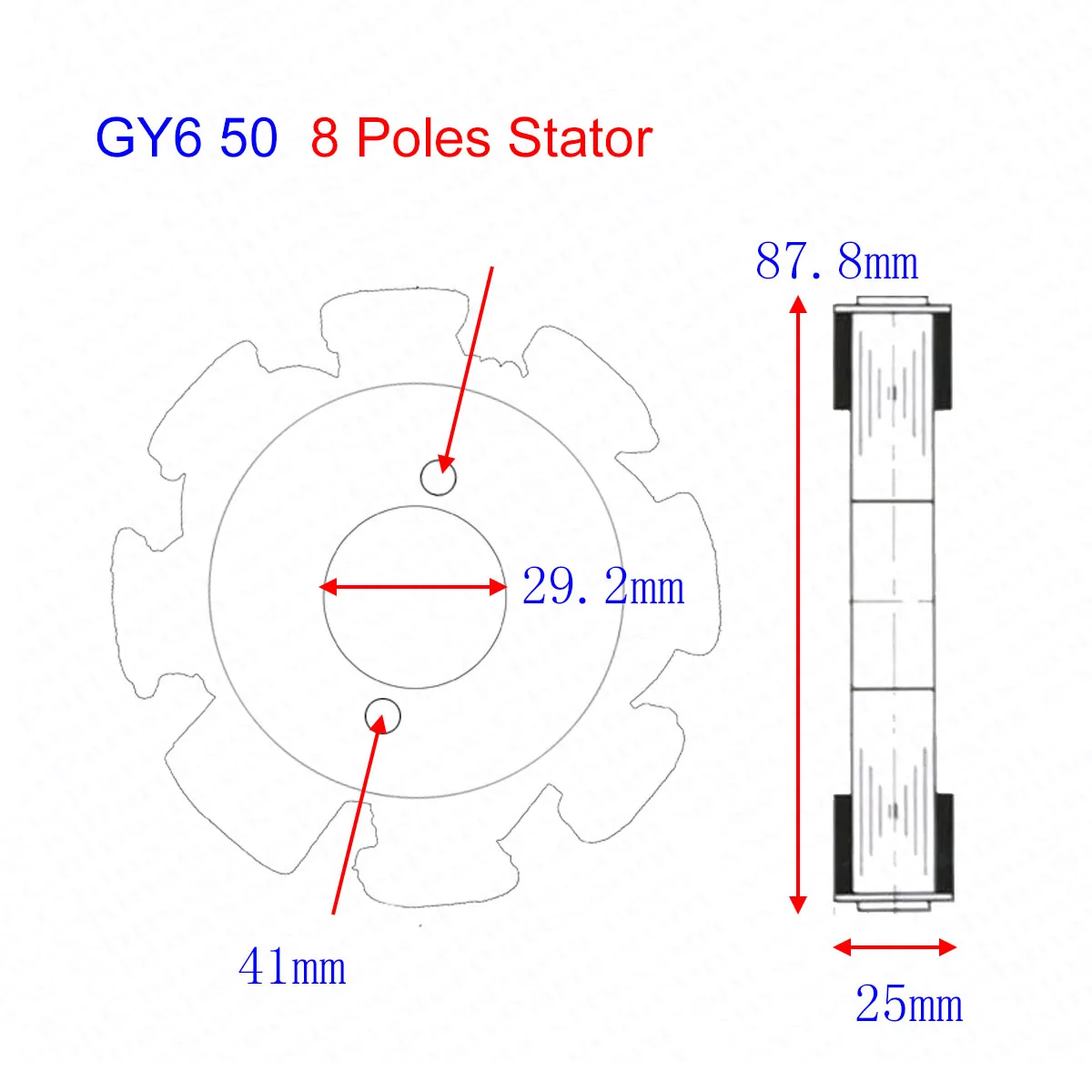 Detalle del rotor y estator del kit